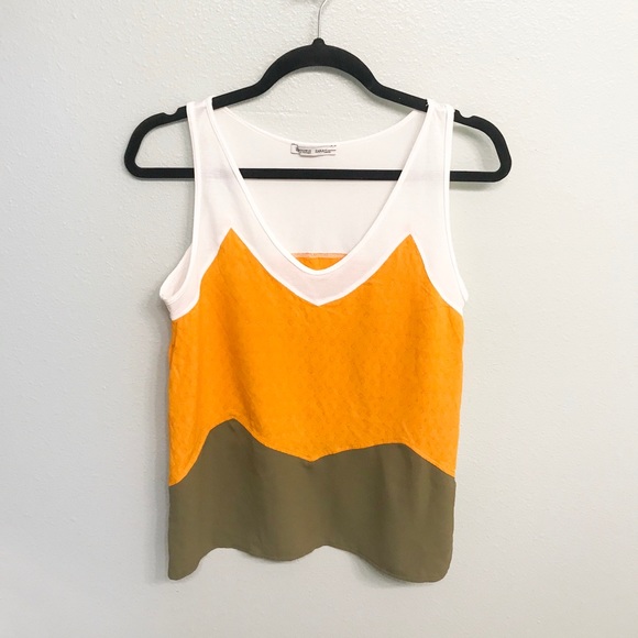 Zara Tops - Zara White, Mustard and Olive Green Tank Top